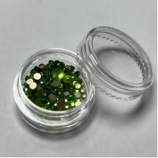 Стрази для манікюру, мікс розмірів, колір зелений, вага 2г (~150 шт)