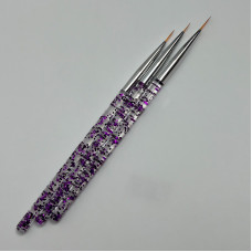 Набір із 3х тонких пензлів для манікюру та розпису нігтів