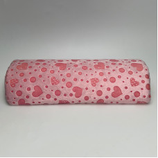 Підставка під руку рожева, підлокітник для манікюру рожевий із принтом сердечок