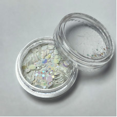 Каміфібукі шестигранки декор для манікюру білий хамелеон, 2г