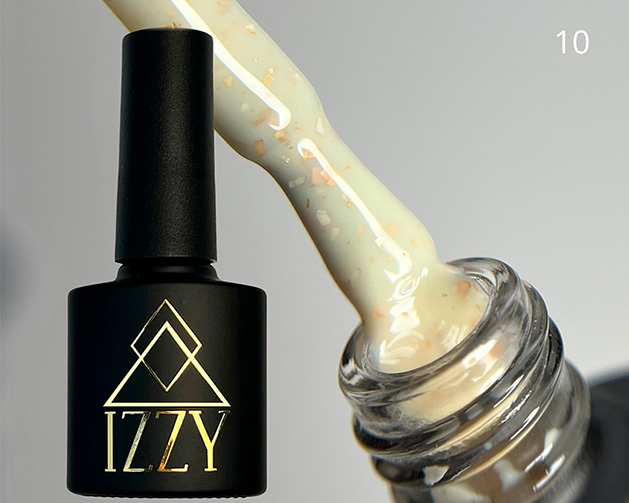База для манікюру IZZY Any Base 010 - відтінок вершкового масла зі шматочками поталі, 10 мл 